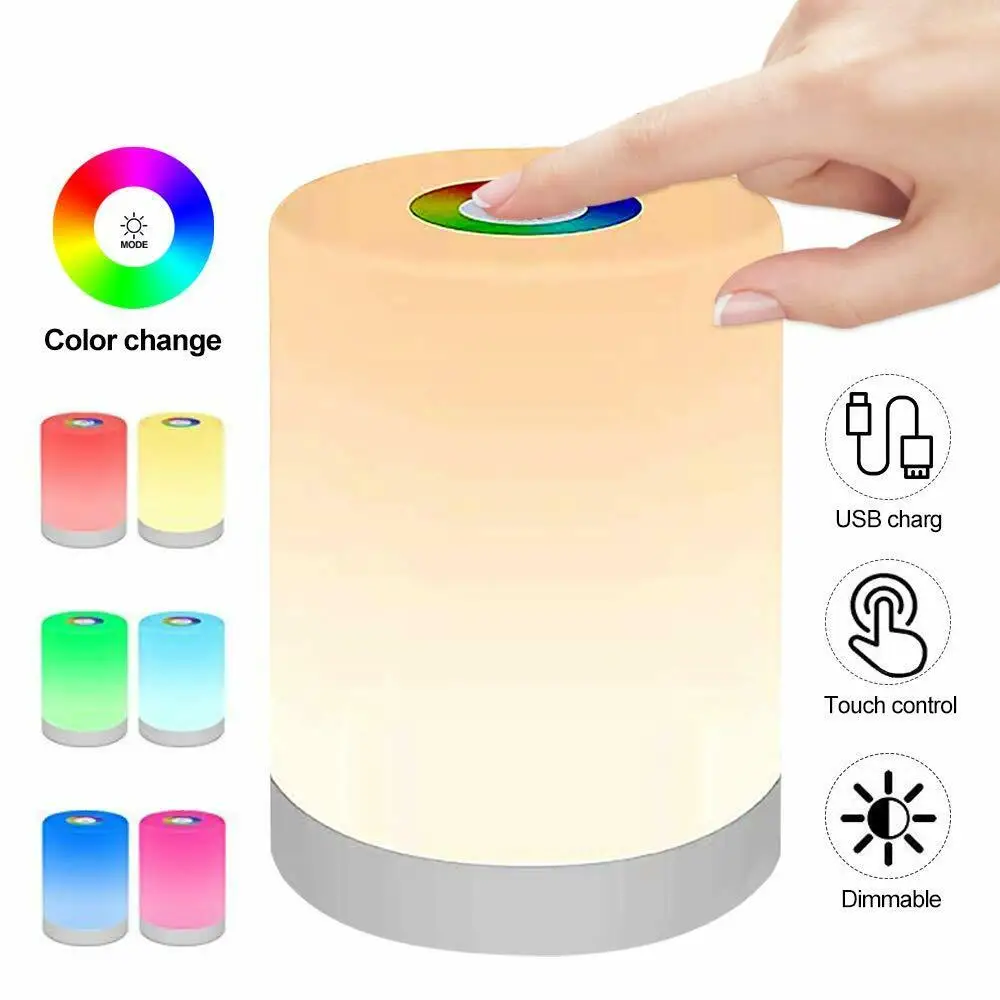 Dimmable LED Touch Night Light Rechargeable Smart Dimmer Bedside Table USB RGB Lamp for Kids Baby Bedroom | Лампы и освещение
