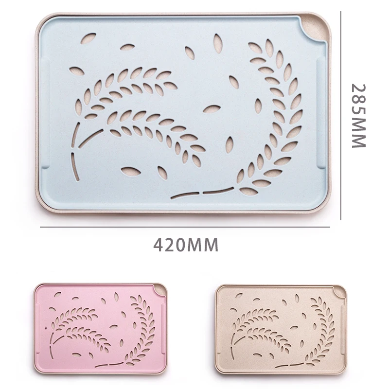 Tea tray cup tray Household thick plastic double drain tray living room rectangular fruit tea tray ZP8051521