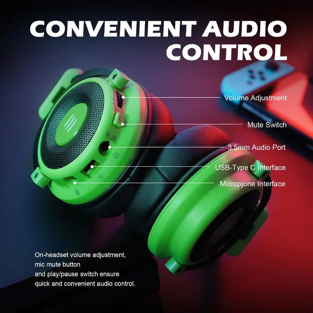 EKSA Wired Headphones E900 Pro Gaming Headset Gamer 7 1 Surround USB 3 5mm 2IN1 Earphones with Microphone For PS4 Xbox PC Phone