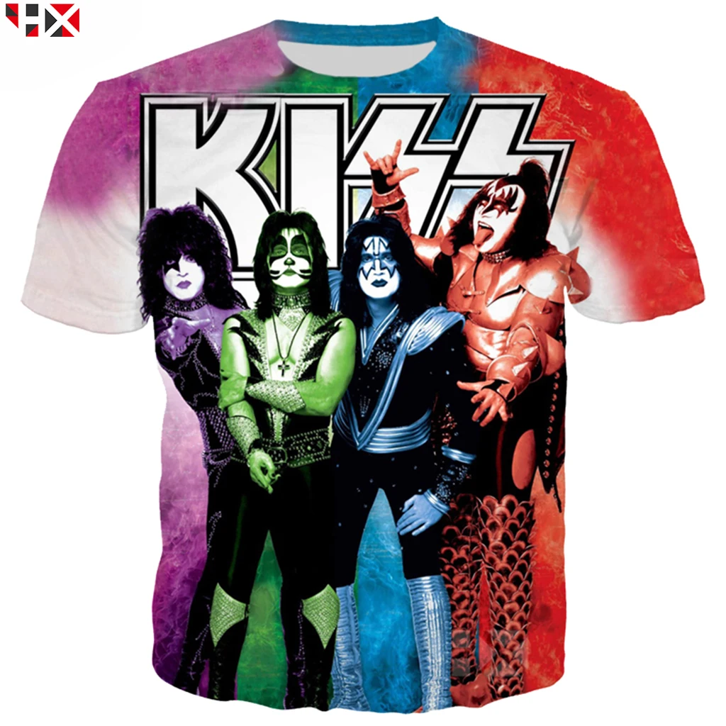 Летняя металлическая рок группа KISS футболка для мужчин/женщин 3D принт футболки