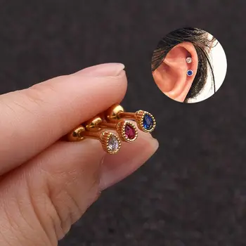 

Helix Round Ear Piercing Waterdrop Rook Stainless Steel Conch Earring Jewelry Heart Cz Tragus Snug Small Cartilage