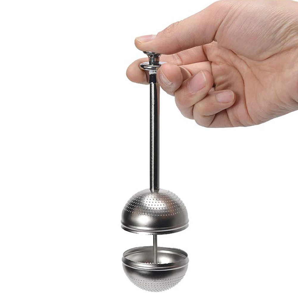 Ball Shape Stainless Steel Tea Infuser Strainer Handle Filter Durable Mesh Metal