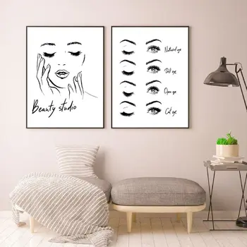 

Woman Face Poster Beautiful Eyelashes Make Up Prints Beauty Studio Wall Art Decor Canvas Painting Picture Makeup Wall Decoration