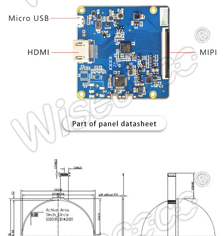 Wisecoco 5 дюймов круглый дисплей FHD 1080x1080 ips на тонкопленочных транзисторах на тонкоплёночных транзисторах ЖК-дисплей ЖК экран панели модуля плата контроллера Тонкий hdmi к mipi доска