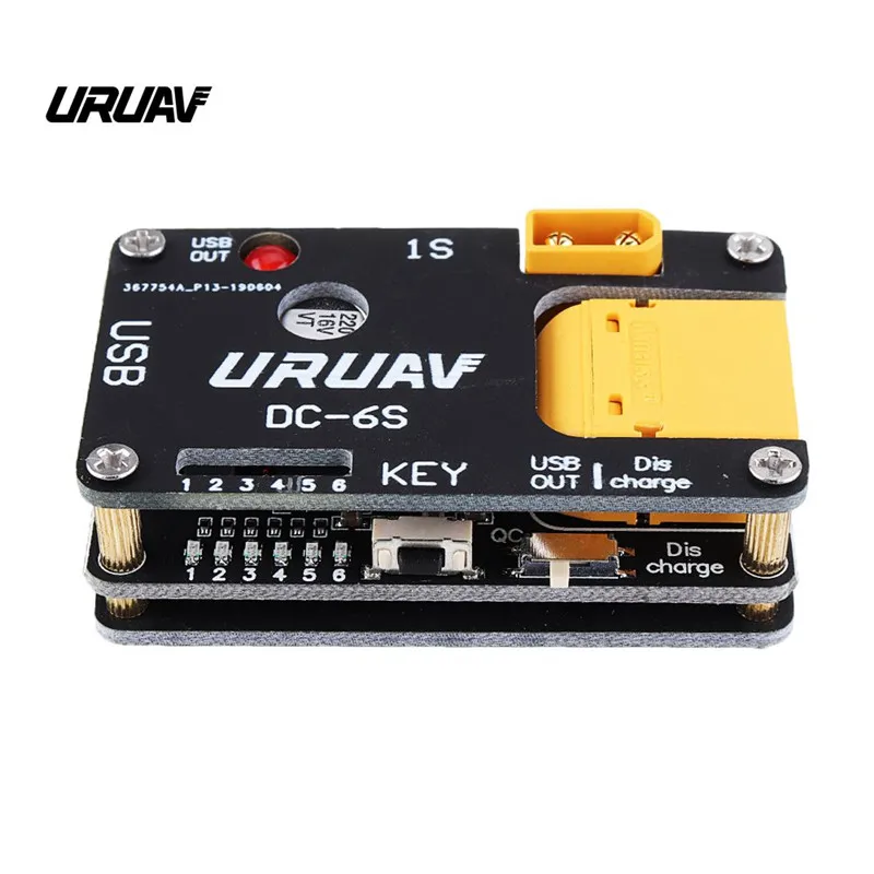 

URUAV DC-6S 5-12V 1-6S XT60/30/PH2.0 Plug USB Output 2 in 1 Battery Charger Discharger For RC Racing Drone FPV Model Spare Part