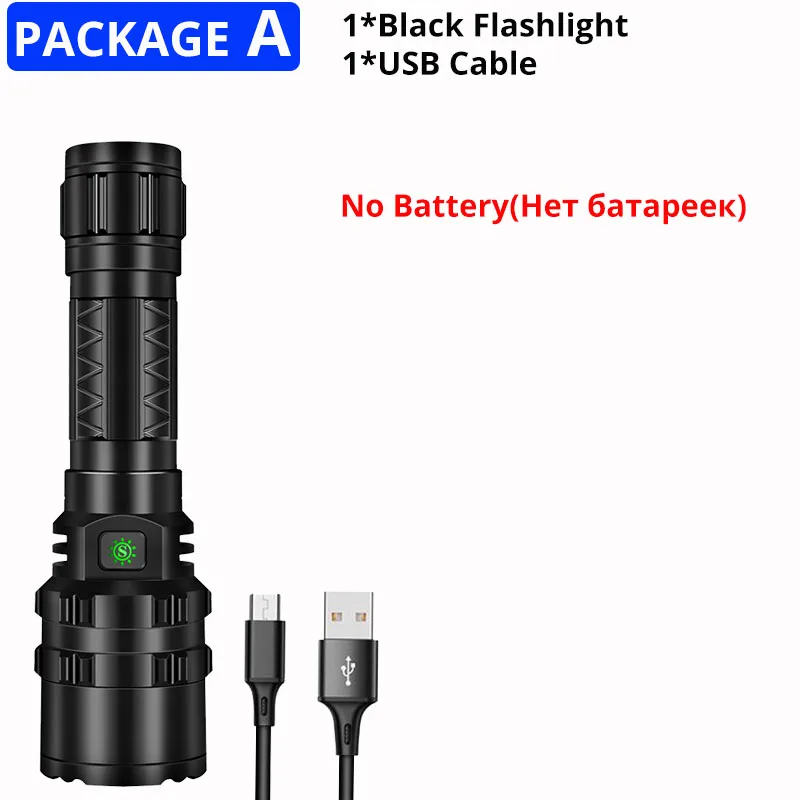 Package A-no battery Самый мощный Xlamp XHP50.2 светодиодный светильник для охоты L2 водонепроницаемый 5 режимов переключения фонарь светильник Lanterna с батареей 18650 26650 - Испускаемый цвет: Package A-no battery