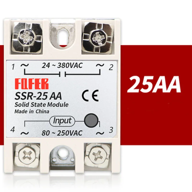 

100 шт./лот SSR-25AA 25A однофазный твердотельный релейный модуль 80-250VDC вход 24-380VAC выход SSR25AA