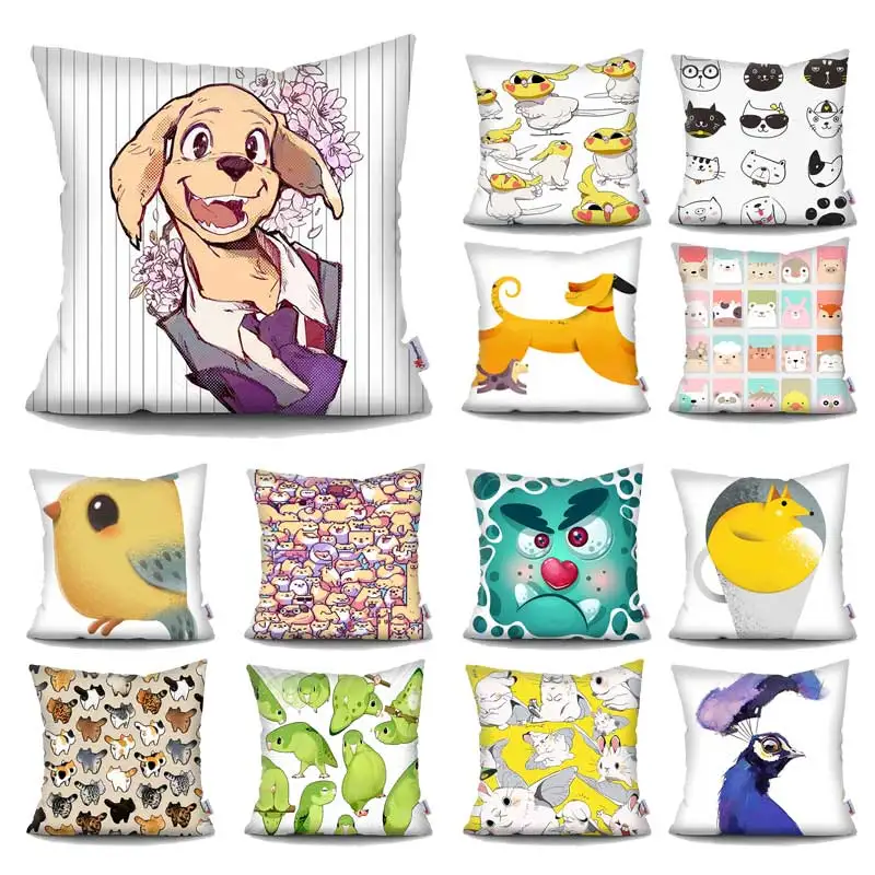 MTMETY Cartoon animal cushion cover Super Soft Short Plush Cushion Cover Polyester Throw Pillow Case Home Decoration Pillowcase | Дом и сад