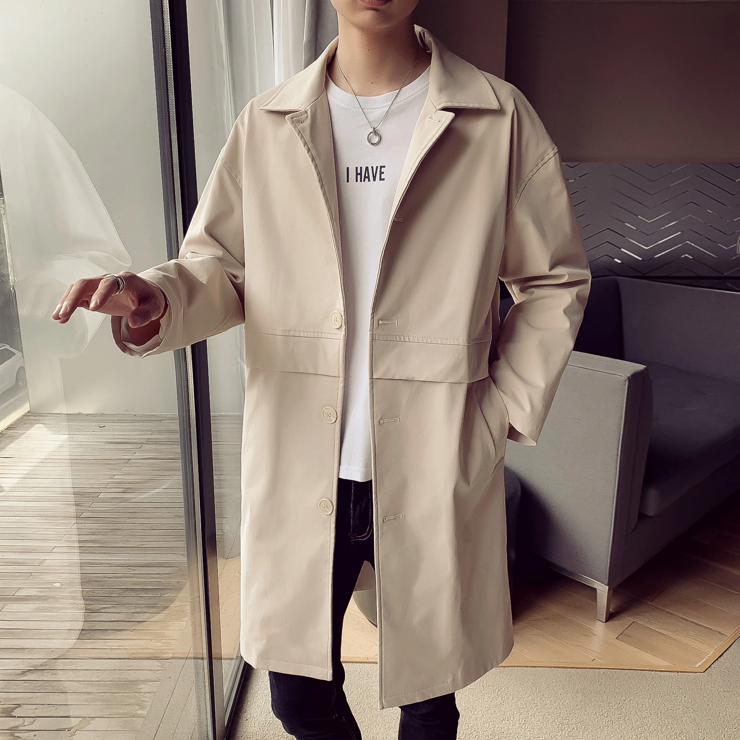 Mens Trench Coat Mens Mid Length Coat Male Slim Casual Jacket Men's Trenchcoat Masculina Windbreaker Outwear Mens Trench Coat Mens Mid Length Coat Male Slim Casual Jacket Men's Trenchcoat Masculina Windbreaker Outwear
