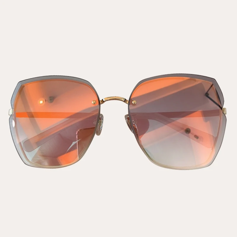 No.7 sunglasses Квадратные Солнцезащитные очки без оправы женские зеркальные градиентные Роскошные винтажные брендовые большие солнцезащитные очки - Цвет линз: No.7 sunglasses