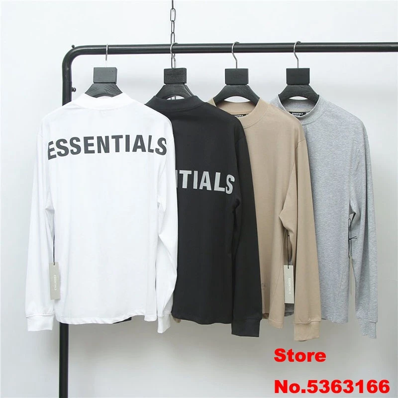 

Sureme 2020 Oversized Tops Tees Men Women 3M Reflective TShirts 1:1 Best Quality FOG Essentials Long Sleeve Cotton T-Shirt Men