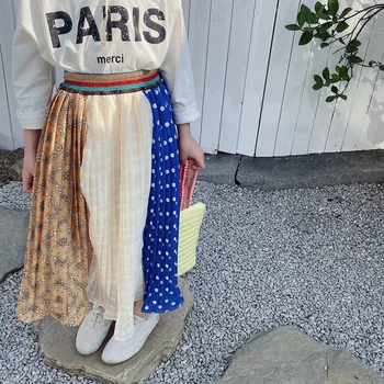 

2020 Korea Style Girls Patchwork Skirt Spring Baby Girls Skirts 2-7 years