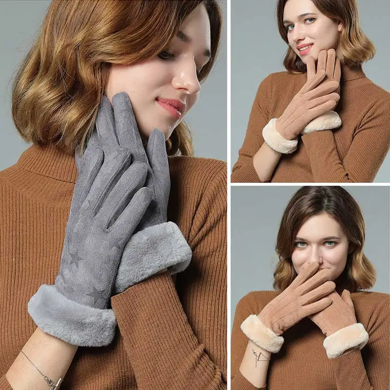 Модные женские спортивные теплые перчатки Luvas de inverno, одноцветные варежки с сенсорным экраном, Женские варежки