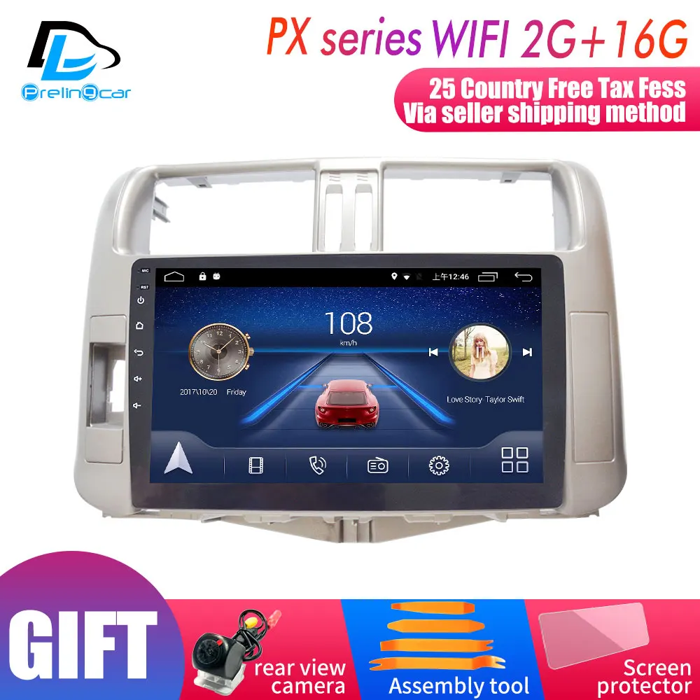 PX player 2G16G 4G Lte Android 9,0 мультимедийная навигационная система для Toyota prado land crusier 2010-2013 лет Автомобильный плеер Подушка подголовник радио - Цвет: PX player 2G16G