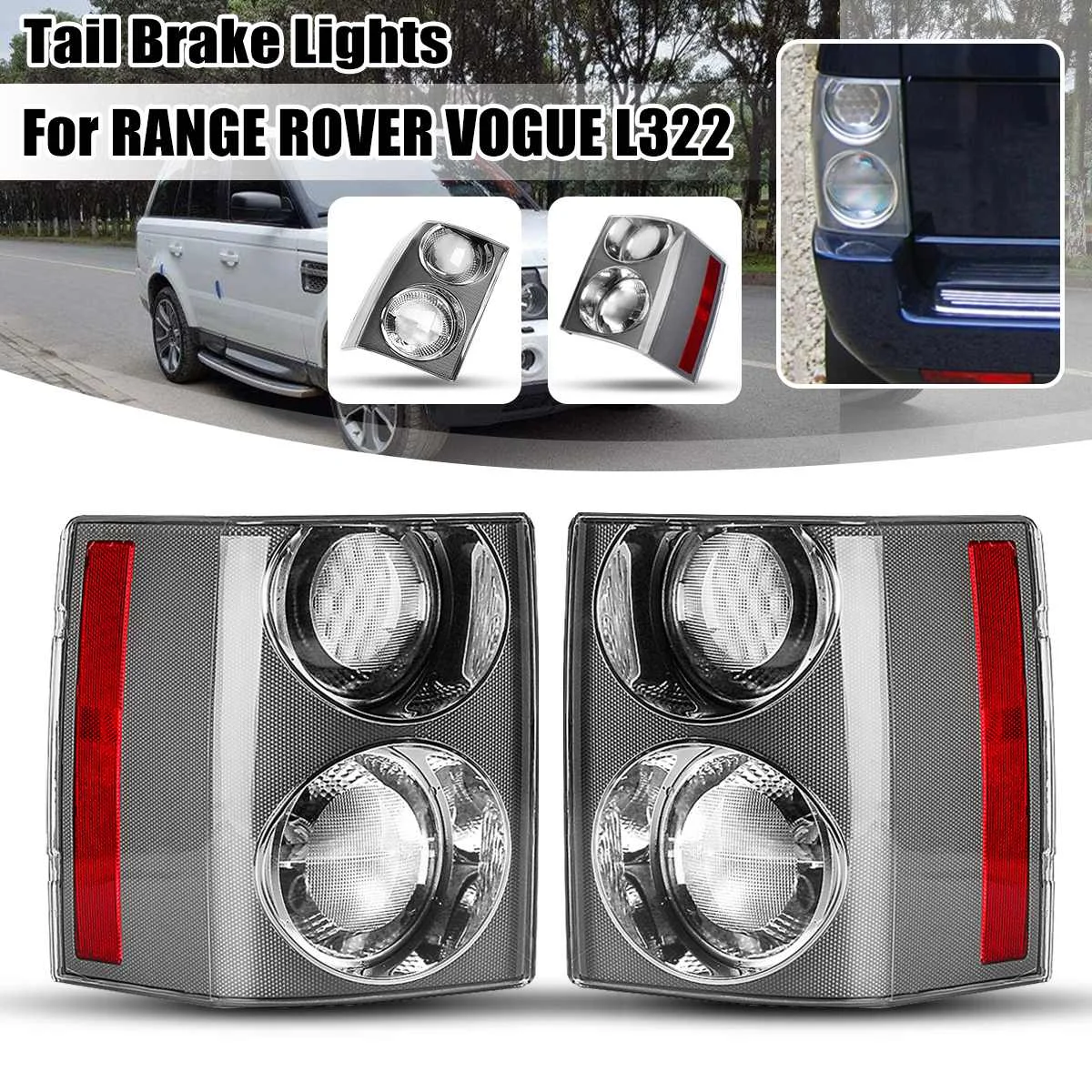 Автомобильный задний фонарь для Land Rover Range Rover Vogue L322 2002-2009 задний тормозной фонарь черный левый и правый обратный без Аксессуары для ламп