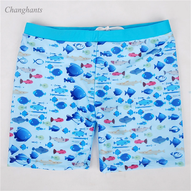 

2020 New model 2-12 Y Boy Swimwear Swim Trunk Blue with Fish Pattern Boys Swimming Shorts wear bathing suits Kid Children
