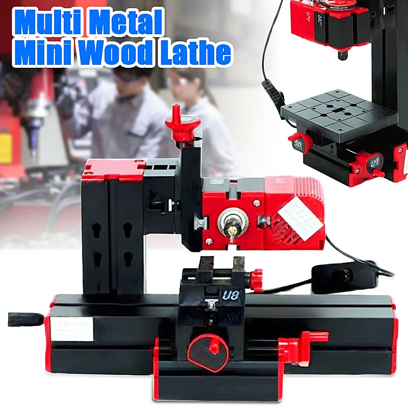 

DIY 6 In 1 Multi Metal Mini Wood Lathe Motorized Jig-saw Grinder Driller Milling CNC Wood Lathe Woodworking Machinery DC 12V