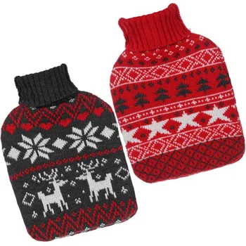 

Christmas Decorations Knitter Hot Water Bottle Covers With Xmas Themed Patterns Winter Warming Products