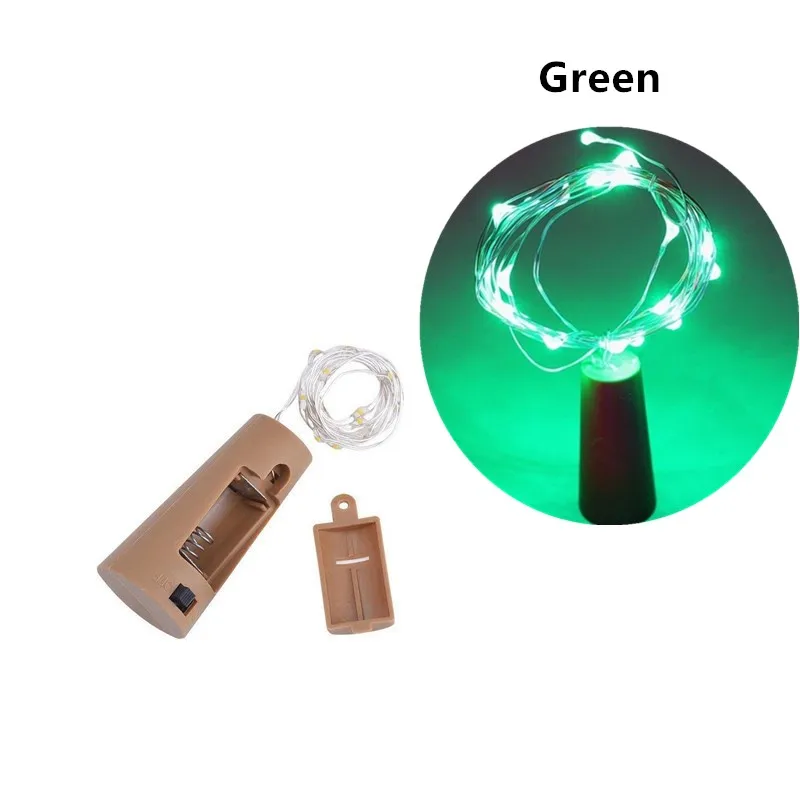 Green Струнный светодиодный инструмент для установки пробок в бутылки света 20 светодиодный гирлянда в бутылке батарея мощность для вечерние Свадебные Рождество Хэллоуин Бар декоры теплый белый - Испускаемый цвет: Green
