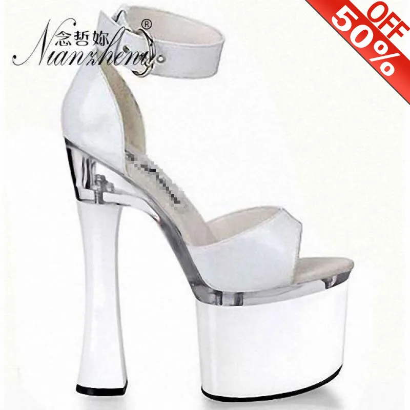 

Женские летние свадебные сандалии на платформе 18 см модельные туфли-гладиаторы для танцев на шесте пикантные туфли на высоком каблуке 8 дюймов с пряжкой для ночного клуба