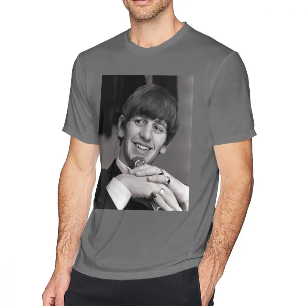 Ringo Starr футболка 100 хлопок мужская футболка короткий рукав Забавный принт Повседневная футболка большого размера - Цвет: Dark Grey