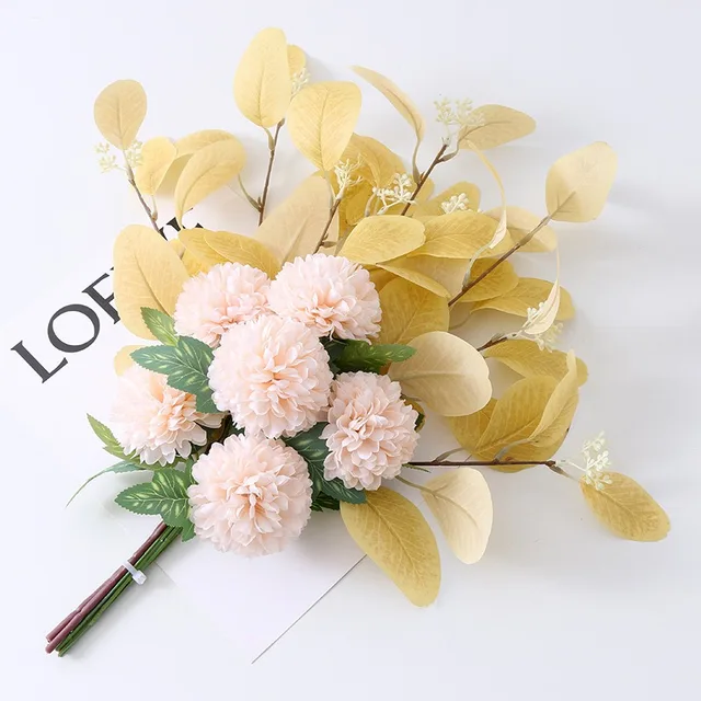 Nordic Flower Bouquet Anemone Wedding Bridal Bouquet Silk Artificial Flowers DIY Srapbook Home Party Decoration Fake Flower light champagne