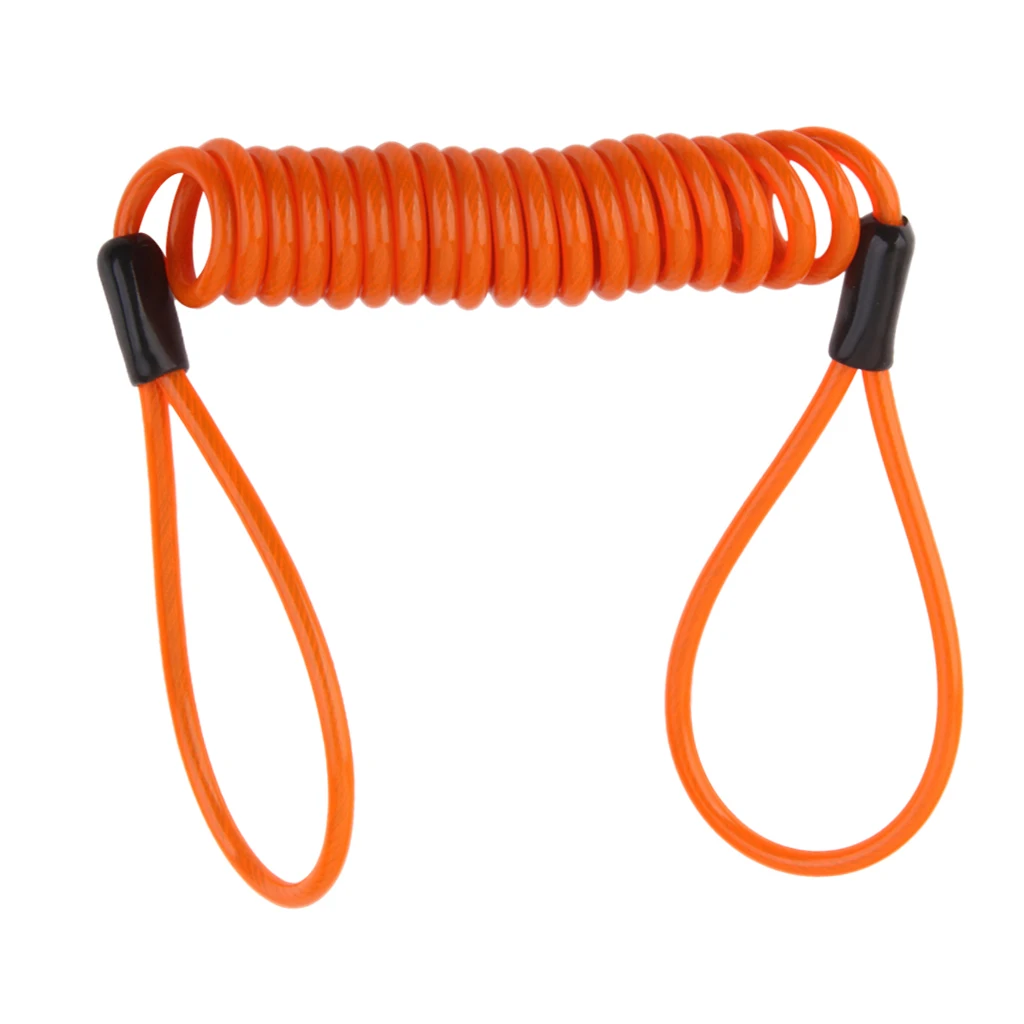 Lanyard Spring Coil Wire Rope Disc Brake Lock Reminder Cable Orange