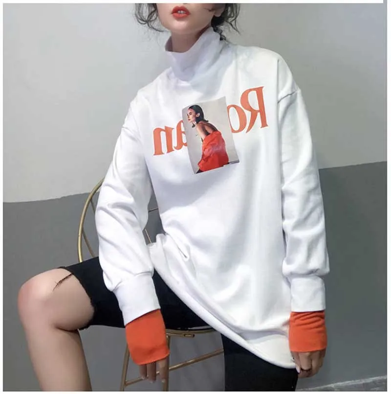 NiceMix moda feminina, весна-осень, новые Мультяшные лоскутные Футболки с длинным рукавом, женская одежда, vetement femme, женские топы, повседневные