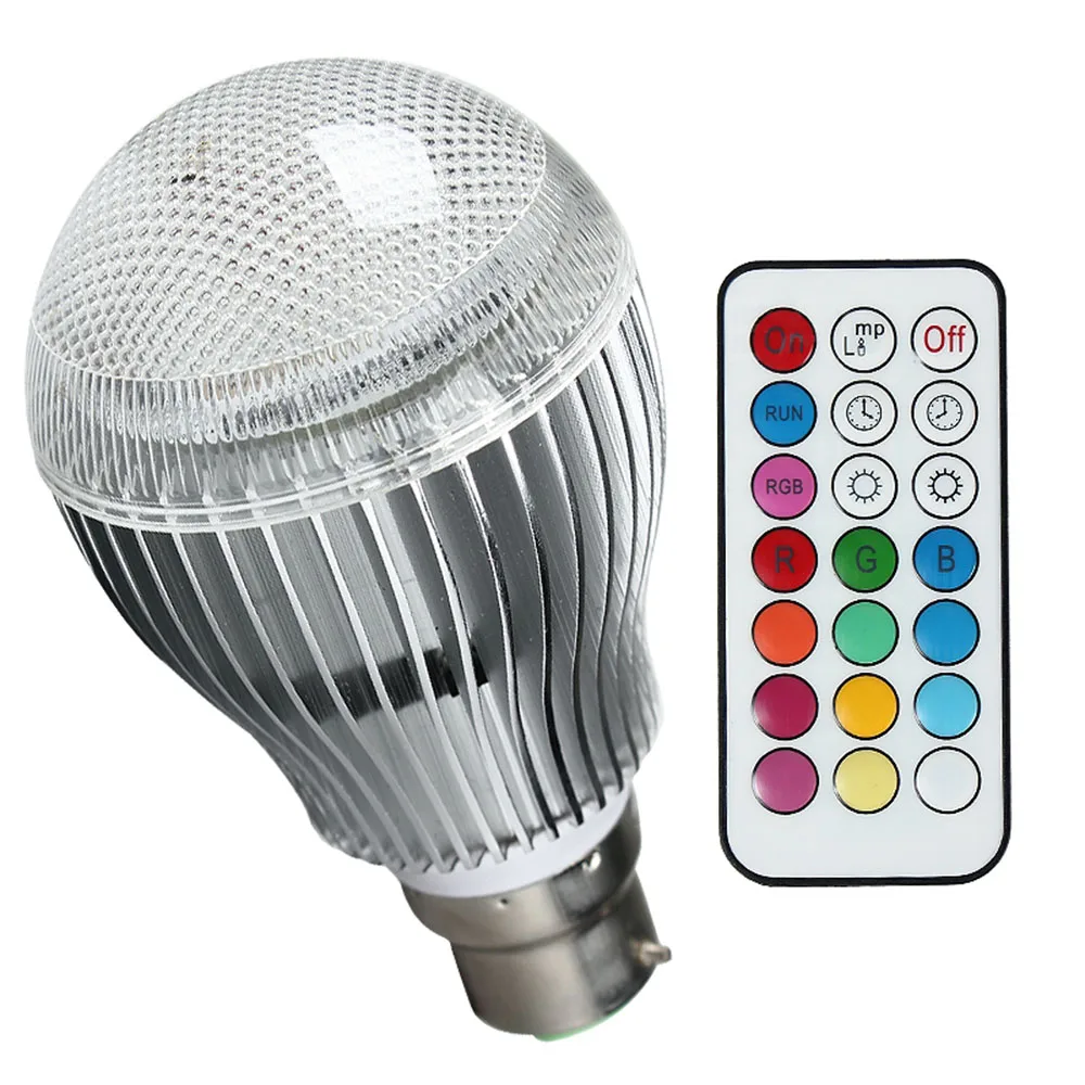 Супер яркая цветная светодиодная лампа 9 Вт B22 пульт дистанционного управления изменение цвета светодиодный лампа RGB цвет света Алюминий и пульт дистанционного управления - Испускаемый цвет: changeable