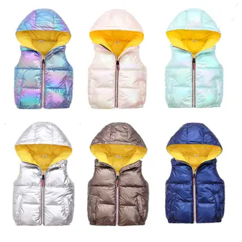 

Children's down vest cotton padded jacket with hooded vest boys and girls padded vest baby warm waistcoat kids down jacket