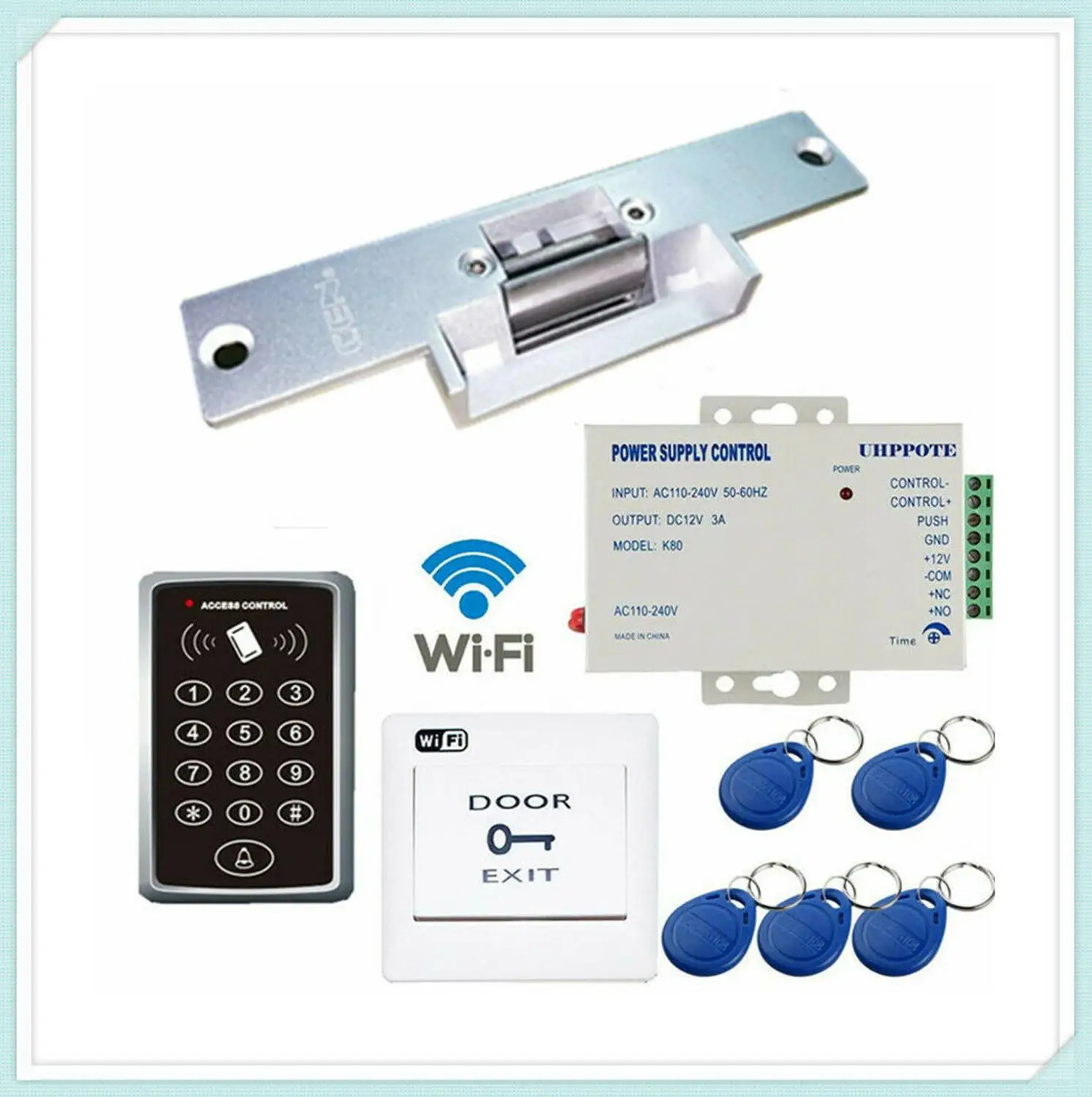 2,4 г Wi-Fi дверной контроль доступа Keypdad комплект с электрическим Fail-Secure Strike Lock