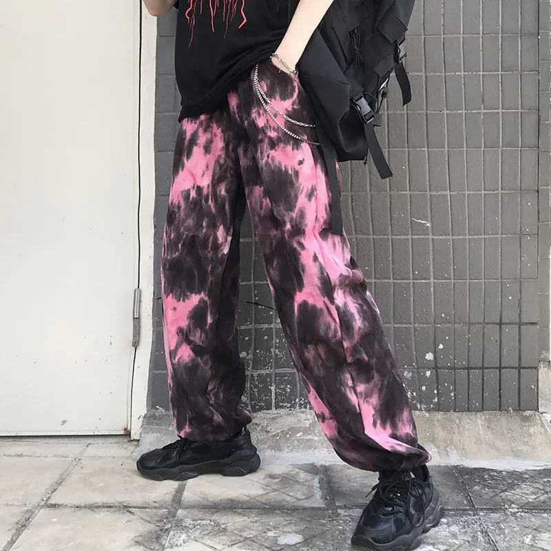 Wide Leg Pants Women High Waist 2020 Fashion Korean Hip-hop Loose Casual Harem Pants Streetwear Women Tie Dye Plus Size Trousers