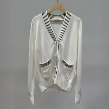 

90% Wool 10% Cashmere Brand Fashion Women High-end Luxury Autumn Winter Casual Knitted Cardigan Wool Sweater