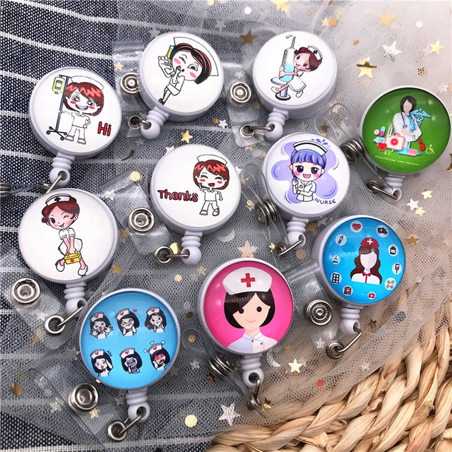 New 1 Piece High Quality Silicone Retractable Doctor Nurse Badge Holder  Reel Cute Cartoon ID Card Holder Keychains - AliExpress