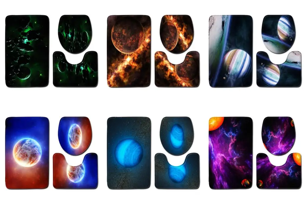 Zeegle 3D Universe Printed 3 шт. набор туалетных ковриков для ванной набор мягких туалетных пьедесталов коврик для ног Противоскользящий коврик для ванной комнаты коврик для душа