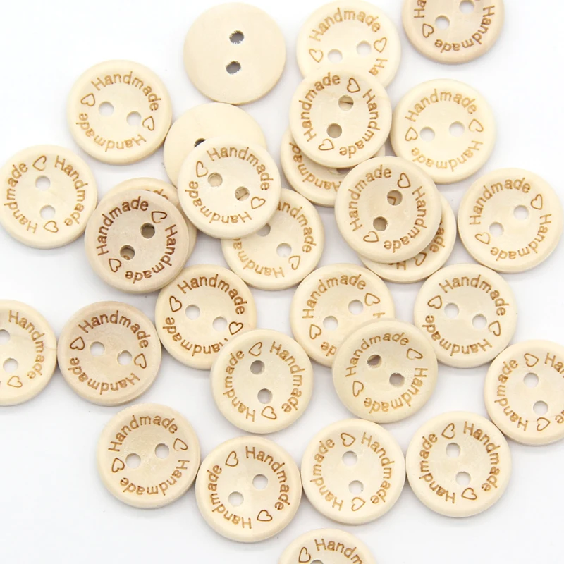 Natural Wooden Buttons Wedding Clothing Decor Handmade Letter Love
