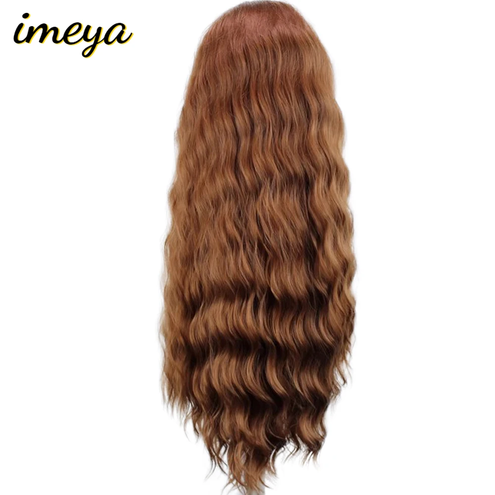 FANXITON, длинные волнистые волосы, парики на кружеве, 24 дюйма, коричневый цвет, синтетические волосы, Жаростойкие Волокна, парик на кружеве для женщин