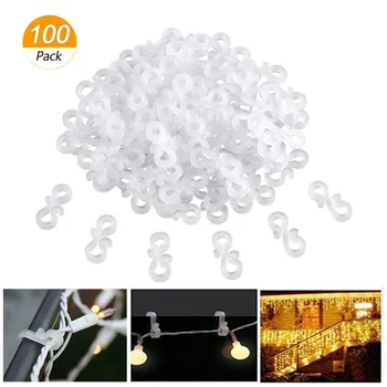 

100pcs Musical Notes String Hook Up Gutter Hook S Shape Plastic White Hook Holiday Light String Hook Up