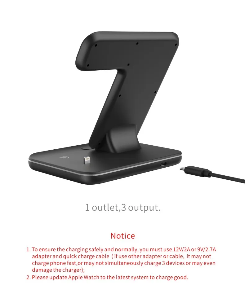 3 in 1 Wireless Charger 15W Fast Work Stand Applicable for Apple Mobile Phone Watch Android Headphones China for iPhone XR