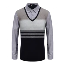 Двухсекционные рубашки с v-образным вырезом и длинными рукавами для мужчин, новинка года