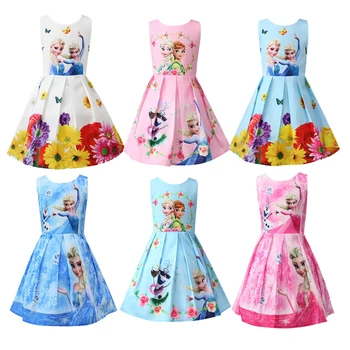 

Girls Dresses Ice Snow Elsa 2 Girl Dress For Girl Birthday Party Vestidos Children Princess Ball Gown Anna Elsa Kids Baby Dress