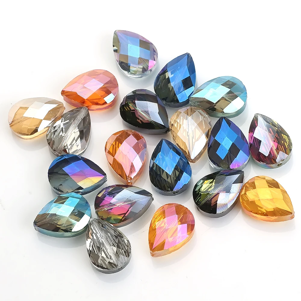 Wholesale Natural Assorted Stones Teardrop Beads For Jewelry Making 15" 13x18mm 