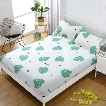 

1pc 100% polyester printing bed mattress set with four corners and elastic band sheets hot sale