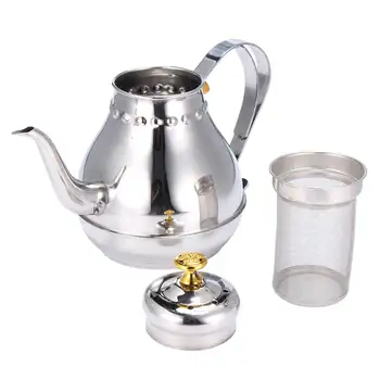 

New 1.2L Teapot Stainless Steel Coffee Drip Kettles Tea Filter Pot Percolator Home Teahouse Drinkware Silver Tea Pot Large Capac