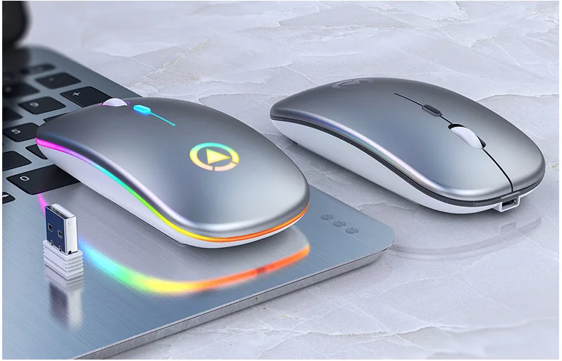 Silver Eagle A2, 7 цветов, с подсветкой, Mosue, бесшумная перезаряжаемая беспроводная мышь, компьютерные аксессуары для дома, офиса, игр