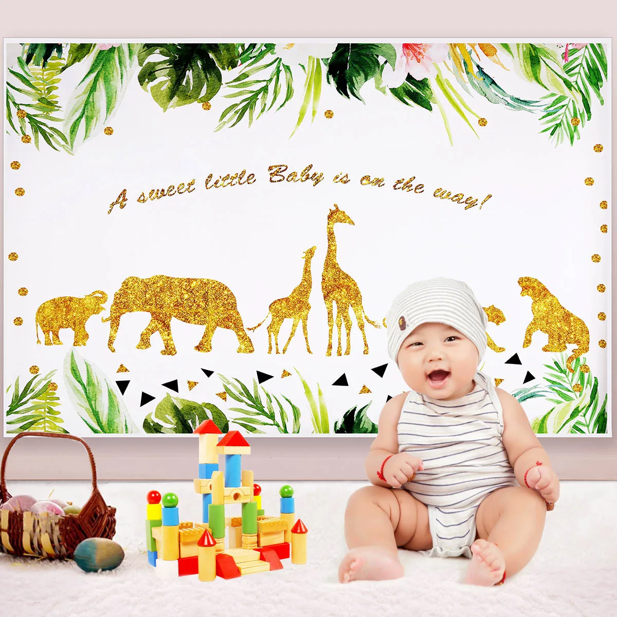 Детское одеяло с изображением животных, фон для фотосъемки новорожденных, мягкая пеленка для месячного роста, реквизит для детской фотосъемки
