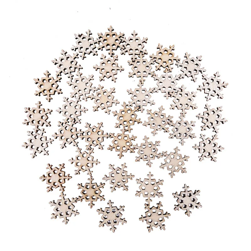 snowflake 100 шт. рождественские украшения деревянная снежинка мини елочные украшения стола конфетти домашние рождественские вечерние Декор DIY деревянные канцелярские товары - Цвет: snowflake