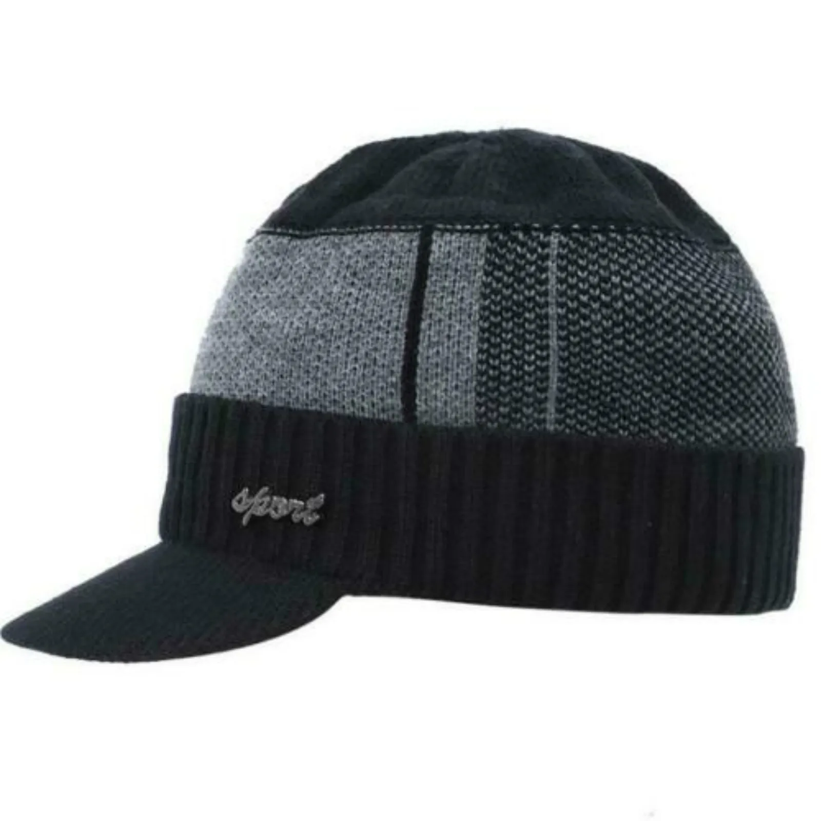 MMen Winter Warm Hat Knit Visor Beanie 