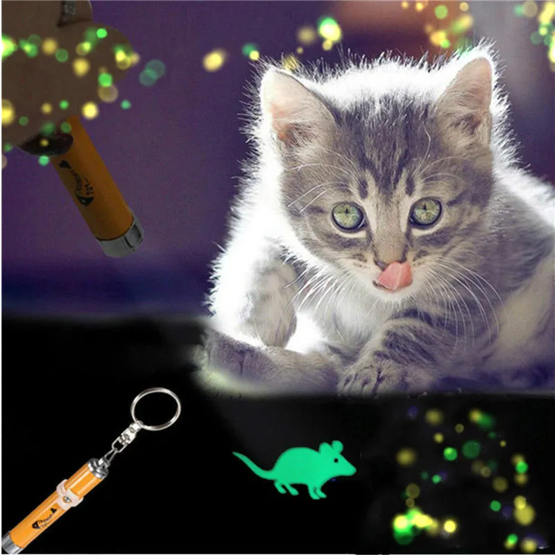 Забавная Кошка Pet светодиодный лазерный Лазерное перо-указка с яркой мышкой анимация 1