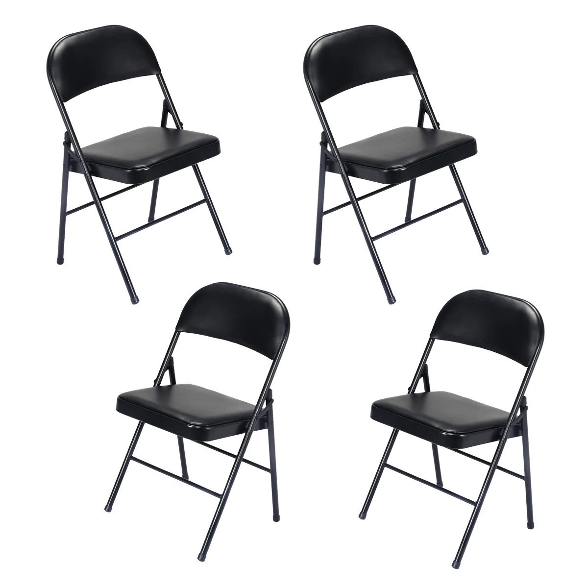 

4pcs Elegant Foldable Iron & PVC Chairs Outdoor Camping Hiking Leisure chair Convention & Exhibition Black PVC cushion Chair